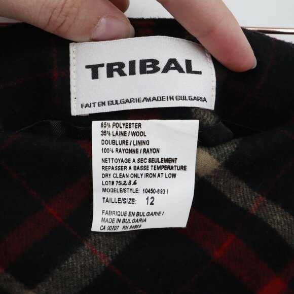 Tribal Wool Skirt Womens 12 Black School Girl Academia Preppy Twee Classic - Picture 2 of 14